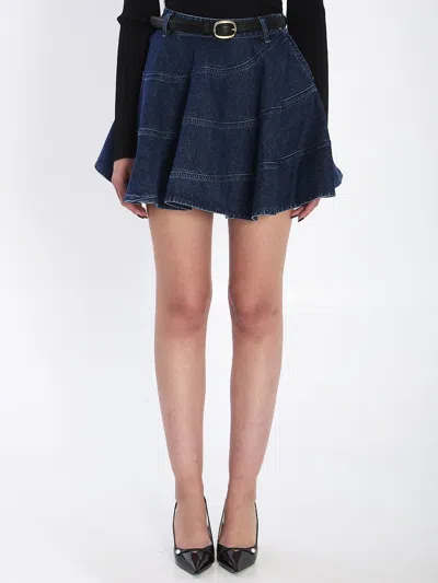 Self-portrait Self Portrait Flared Denim Mini Skirt
