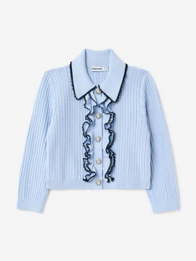 Self-portrait Babies' Self Portrait Girls Frill Trim Cardigan In Blue