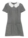 Self-portrait Grey Herringbone Collared Mini Dress Dresses Grey In Gray