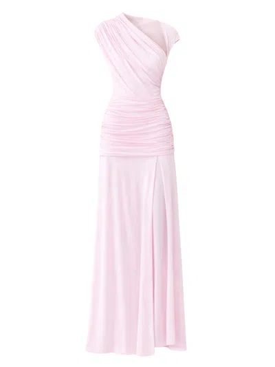 Self-portrait Self Portrait Jersey Draped Maxi Dress In Pink