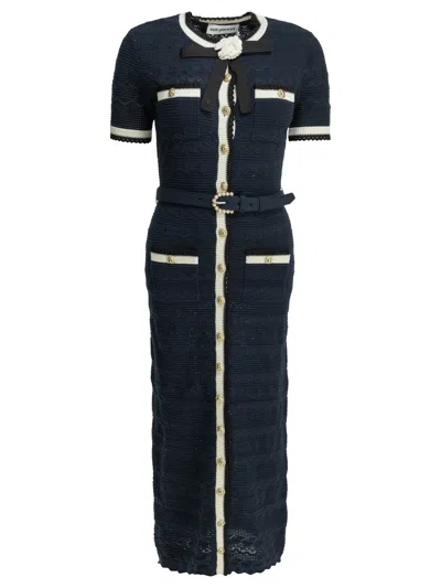 Self-portrait Self Portrait Knit Midi Dress In Blue