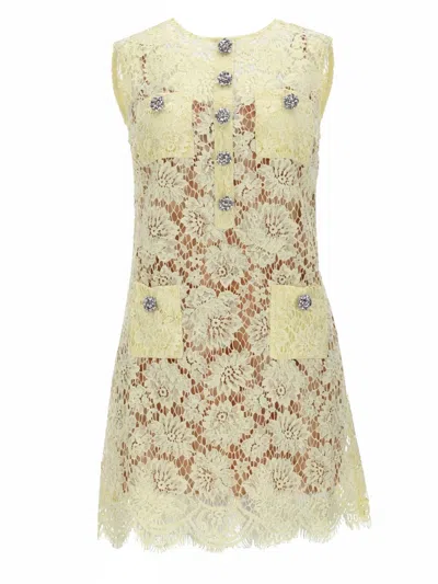 Self-portrait Self Portrait Short Dress With Embellishment In Yellow