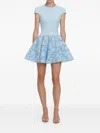Self-portrait Womens Self Portrait Cap-sleeve Crepe And Lace Mini Dress In Blue
