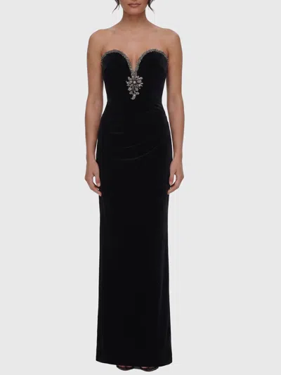 Self-portrait Self Portrait Maxi Velvet Dress In Black