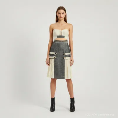 Pre-owned Self-portrait Self Portrait Metallic Bouclé Strapless Bustier Cutout Mini Dress S