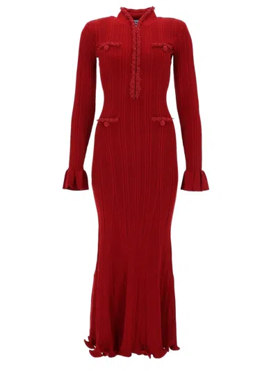 Self-portrait Self Portrait Midi Dress With Pearls In Red
