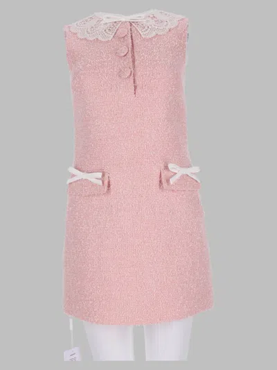 Self-portrait Self Portrait Mini Abito In Bouclé Con Colletto In Pizzo In Pink