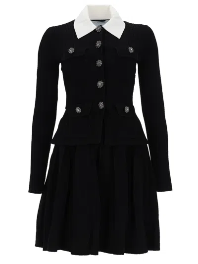 Self-portrait Self Portrait Mini Dress With Contrasting Collar In Black