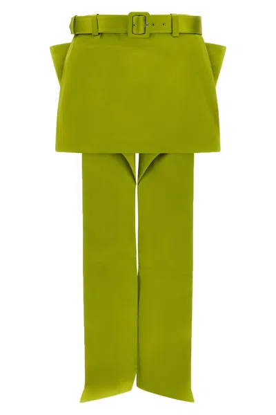 Self-portrait Self Portrait Mini Skirt Sculptural Bow Detail In Green