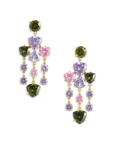Self-portrait Self Portrait Multi Crystal Drop Earrings In Green