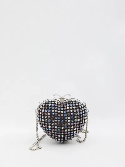 Self-portrait Self Portrait Multi Crystal Heart Clutch Bag In Red