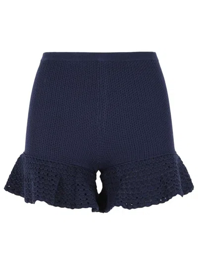 Self-portrait Self Portrait Navy Blue Viscose Blend Shorts