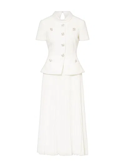 Self-portrait Self Portrait Panelled Midi Dress In White