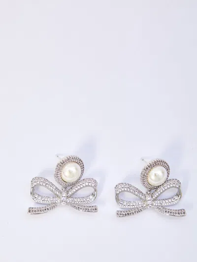 Self-portrait Self Portrait Pearl Bow Drop Earrings In Multi