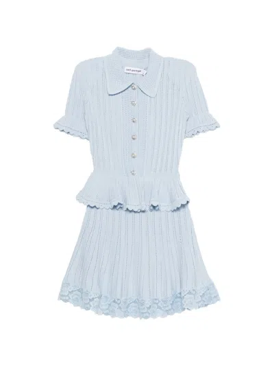 Self-portrait Self Portrait Peplum Mini Dress In Blue