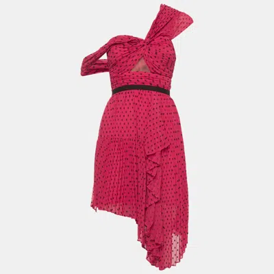 Self-portrait Self Portrait Pink Swiss Dot Chiffon Asymmetric Plumetis Dress