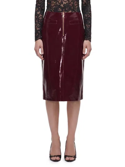 Self-portrait Self Portrait Purple Faux Leather Skirt In Brown