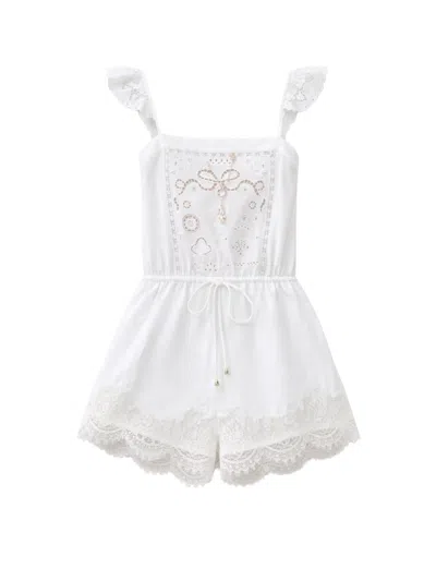 Self-portrait Self Portrait Satin Lace Top In White