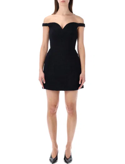 Self-portrait Self Portrait Sculpted Off-shoulder Mini Dress In Size 8 In Black