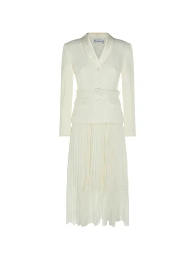 Self-portrait Self Portrait Shawl Collar Midi Dress In White