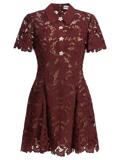 Self-portrait Self Portrait Short Lace Dress In Burgundy