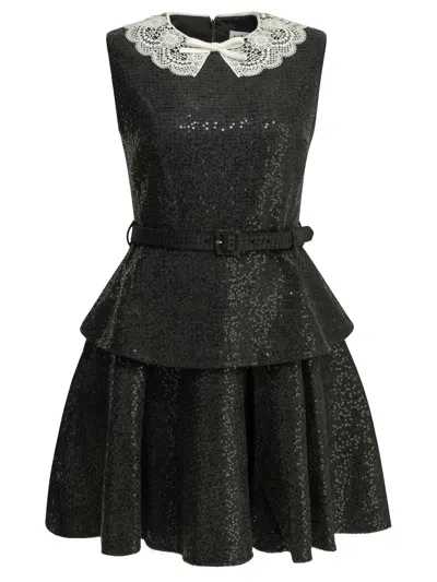 Self-portrait Self Portrait Short Sequin Dress In Black