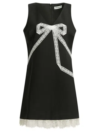 Self-portrait Self Portrait Short Sheath Dress With Bow In Black