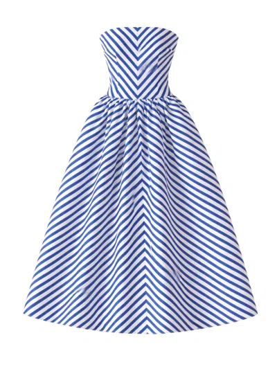 Self-portrait Self Portrait Striped Midi Dress With Bandeau Neckline - Fitted Style In Black