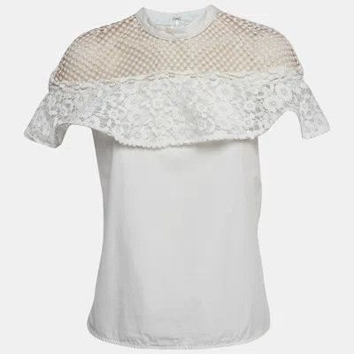Self-portrait Self Portrait White Guipure Lace Detachable Yoke And Cotton Hudson Top