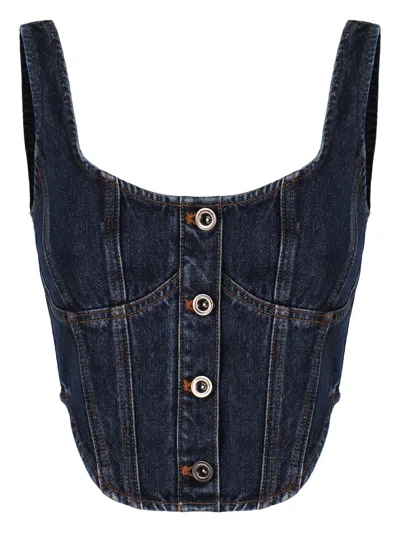Self-portrait Self Portrait Wide Strap Corset Top In Blue