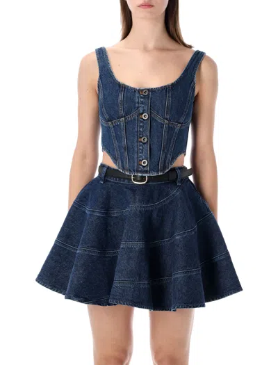 Self-portrait Self Portrait Wide Strap Corset Top In Blue