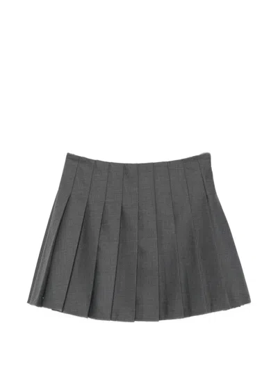 Self-portrait Self Portrait Wool Pleated Mini Skirt In Gray