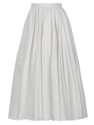 Self-portrait Cotton Poplin Midi Skirt In White