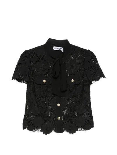 Self-portrait Guipure-lace Pussy-bow Blouse In Black