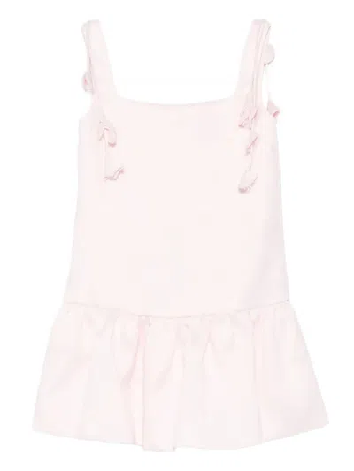 Self-portrait Taffeta Mini Dress With Floral Details In Pink