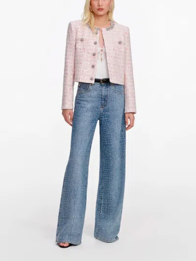 Self-portrait Sequin Boucle Jacket In Pink