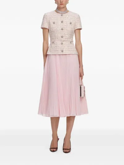 Self-portrait Sequin Boucle Tailored Midi Dress In Pink