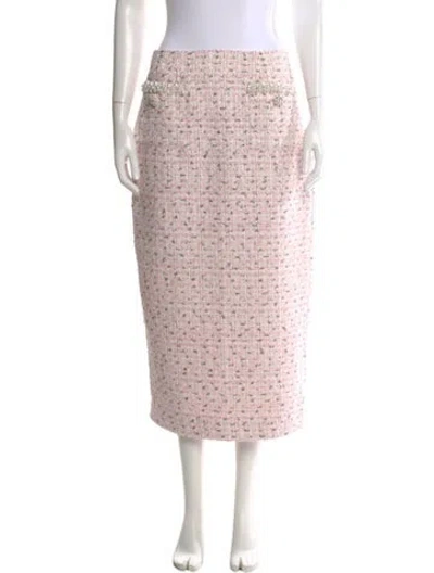 Pre-owned Self-portrait Sequin Embellishments Midi Length Skirt In Pink