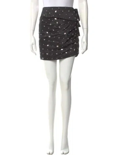 Pre-owned Self-portrait Sequin Embellishments Mini Skirt In Black