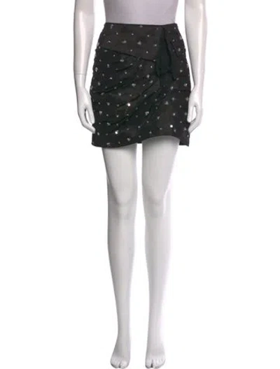 Pre-owned Self-portrait Sequin Embellishments Mini Skirt In Black