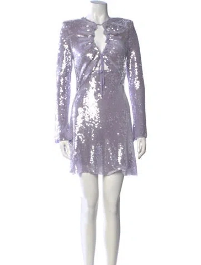 Pre-owned Self-portrait Sequin Mini Dress In Purple