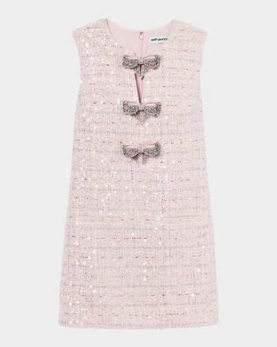 Self-portrait Sequined Boucle Mini Dress In Pink