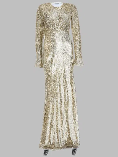 Self-portrait Sequined Long-sleeve Maxi Dress In Animal Print