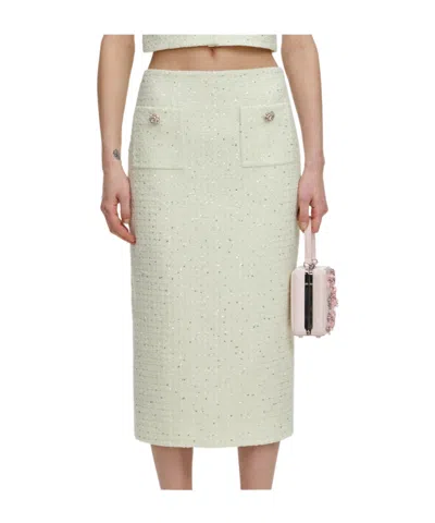 Self-portrait Sequined Midi Skirt In Green