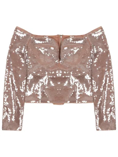 Self-portrait Sequined Tank Top In Pink
