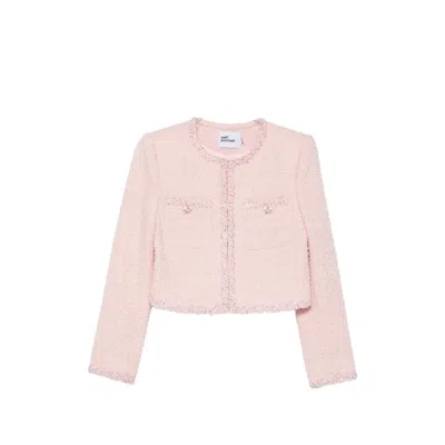 Self-portrait Sequin-embellished Bouclé Jacket In Pink