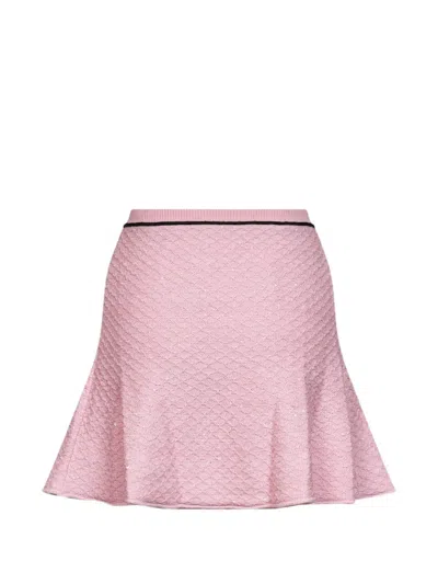 Self-portrait Sequin-embellished Diamond-knit Mini Skirt In Multi
