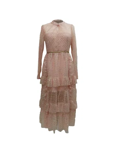 Pre-owned Self-portrait Sequin-embellished Lace Dress In Pink