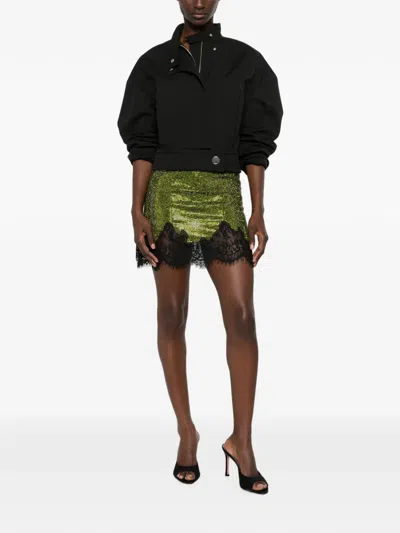 Self-portrait Lace Trim Mini Skirt Sequin Embellishment In Green