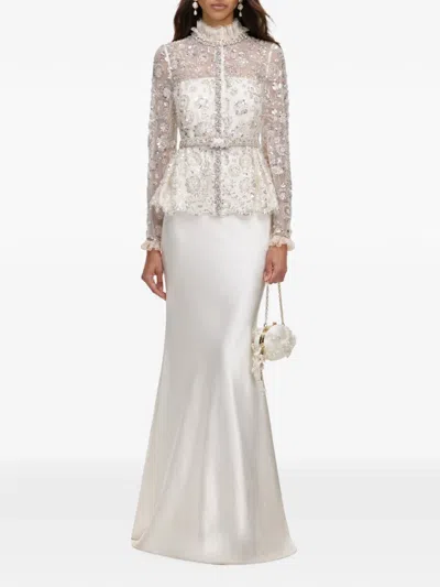 Self-portrait Sequin-embellished Maxi Dress In White